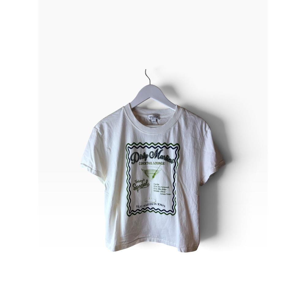 Dirty Martini Cocktail Lounge Graphic Tee White Short Sleeve Crew Neck T-Shirt